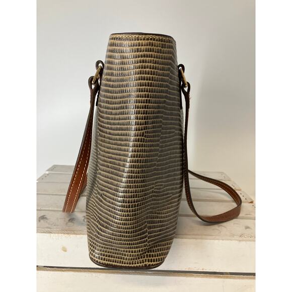 DOONEY & BOURKE LARGE GRAY ANIMAL PRINT LEATHER SHOUDLER BAG - Picture 2 of 15